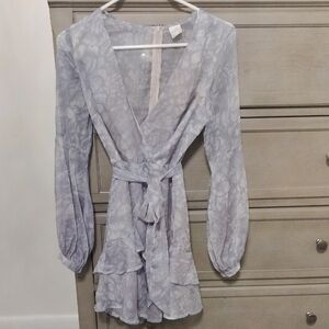 Elegant Light Gray Wrap Dress